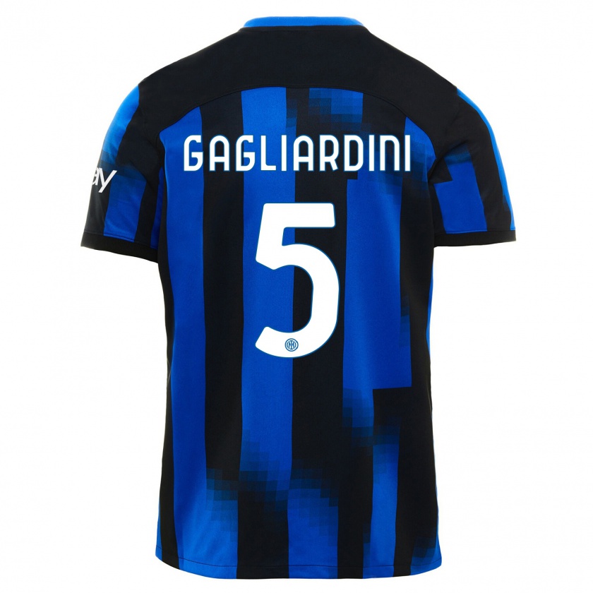 Kandiny Bambino Maglia Roberto Gagliardini #5 Nero Blu Kit Gara Home 2023/24 Maglietta