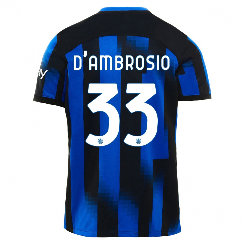 Kandiny Kinderen Danilo D'ambrosio #33 Zwart Blauw Thuisshirt Thuistenue 2023/24 T-Shirt België