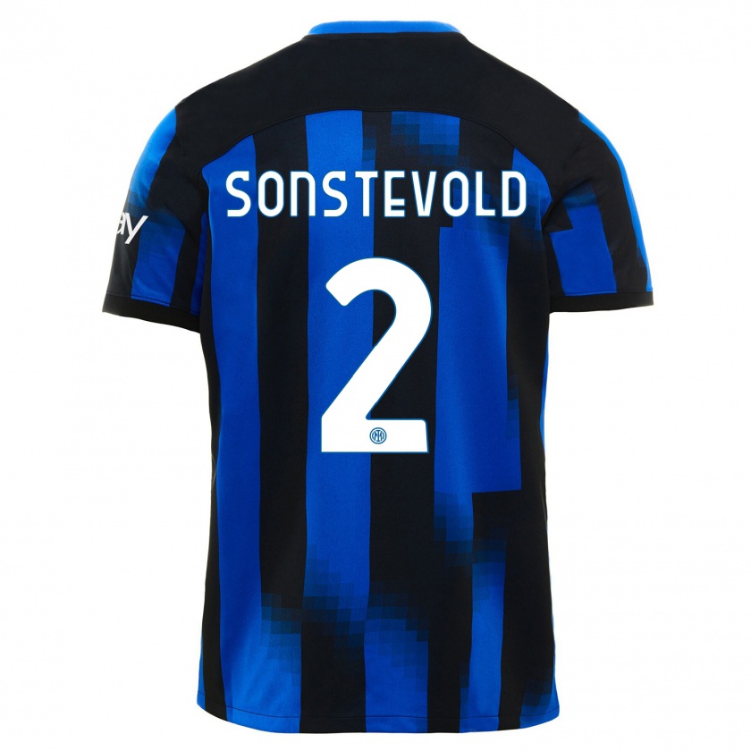 Kandiny Niño Camiseta Anja Sonstevold #2 Azul Negro 1ª Equipación 2023/24 La Camisa