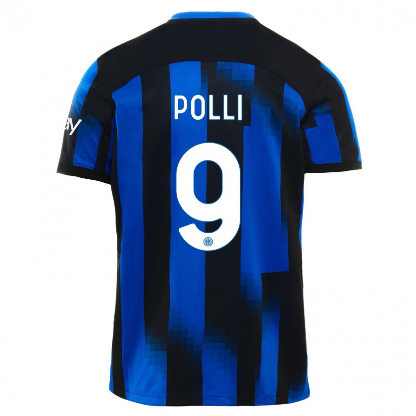 Kandiny Niño Camiseta Elisa Polli #9 Azul Negro 1ª Equipación 2023/24 La Camisa