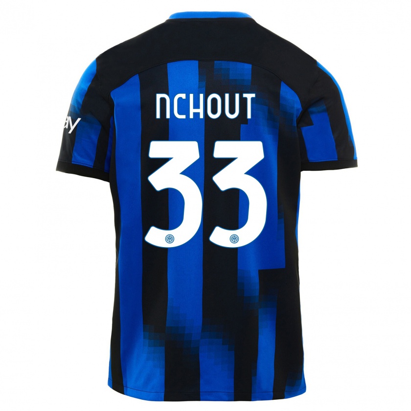 Kandiny Niño Camiseta Ajara Nchout #33 Azul Negro 1ª Equipación 2023/24 La Camisa