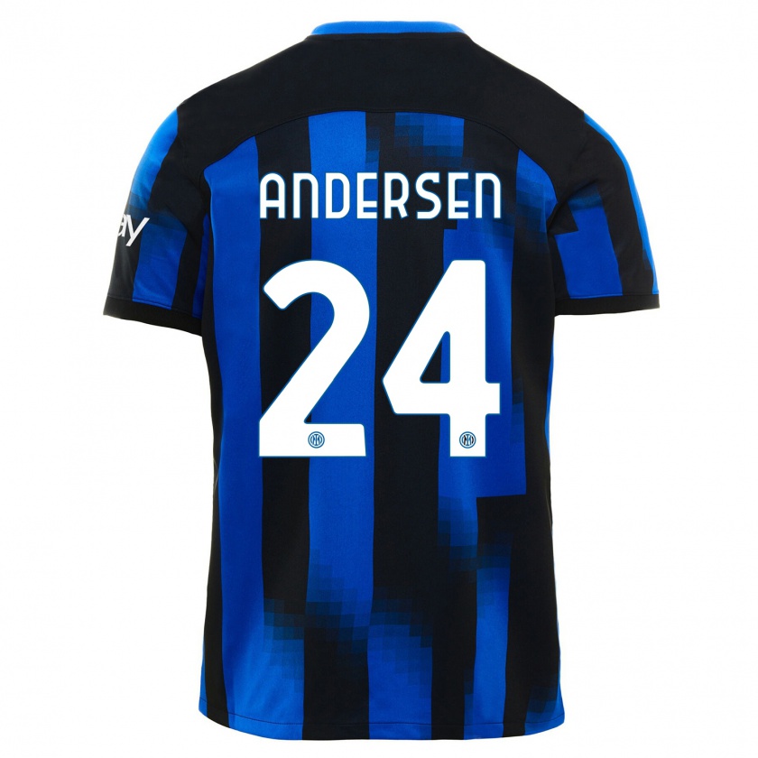 Kandiny Niño Camiseta Silas Andersen #24 Azul Negro 1ª Equipación 2023/24 La Camisa