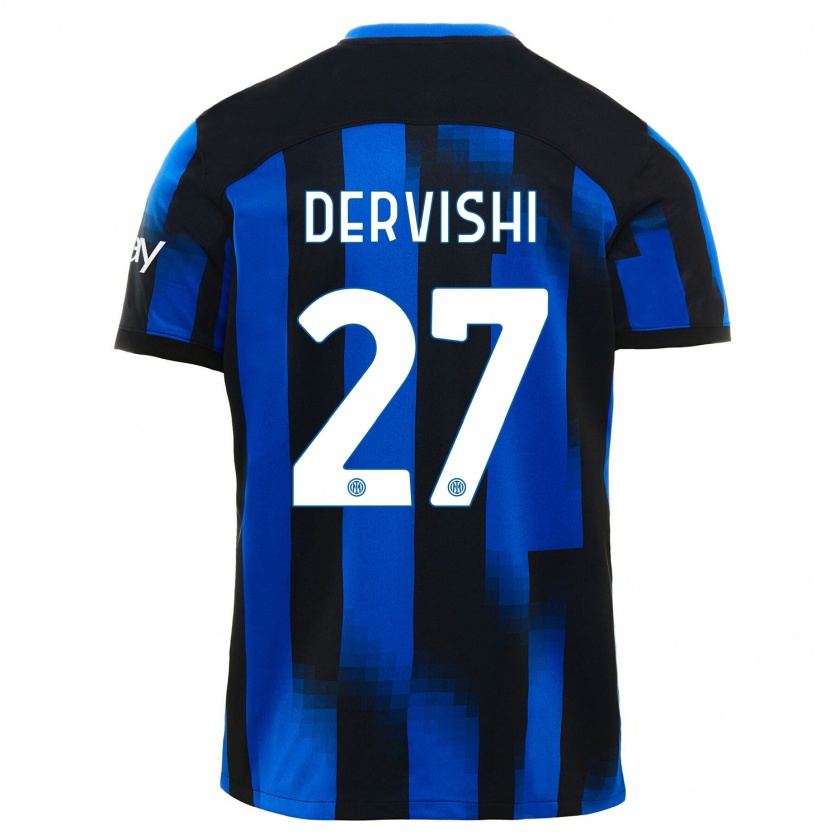 Kandiny Niño Camiseta Kristian Dervishi #27 Azul Negro 1ª Equipación 2023/24 La Camisa