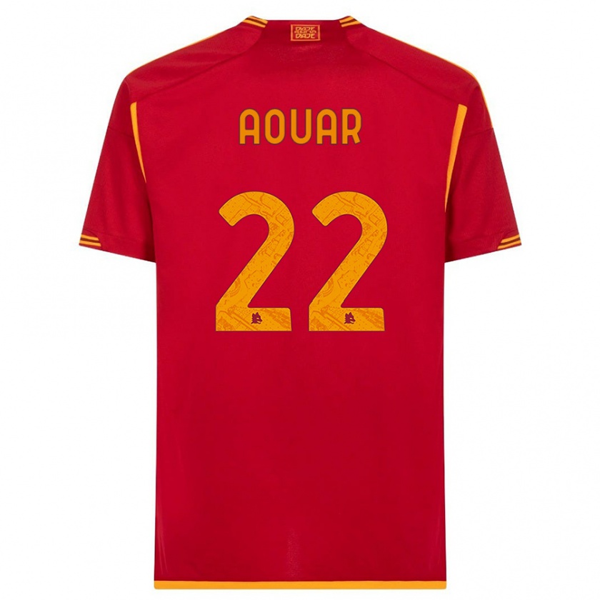 Kandiny Niño Camiseta Houssem Aouar #22 Rojo 1ª Equipación 2023/24 La Camisa