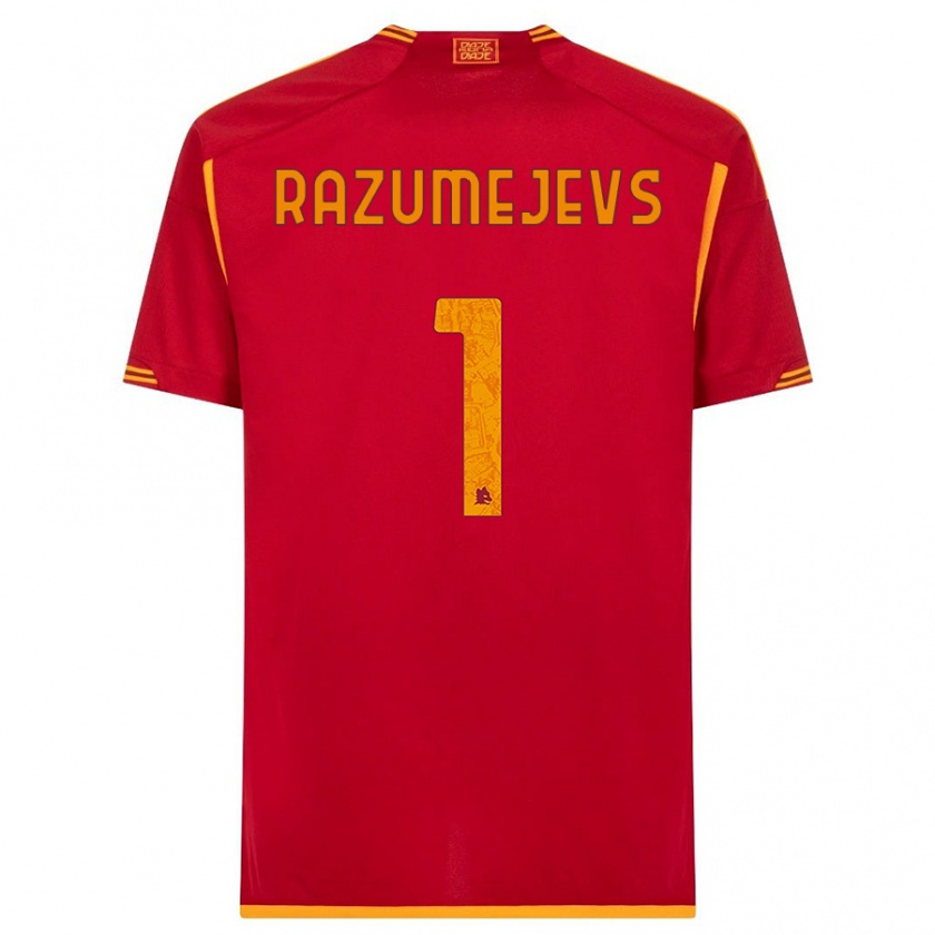 Kandiny Niño Camiseta Vladislavs Razumejevs #1 Rojo 1ª Equipación 2023/24 La Camisa