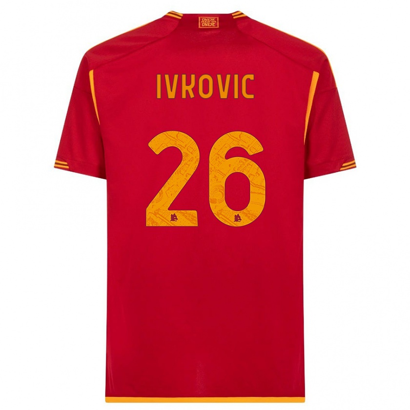 Kandiny Kinderen Mate Ivkovic #26 Rood Thuisshirt Thuistenue 2023/24 T-Shirt België