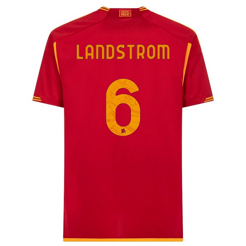 Kandiny Niño Camiseta Elin Landstrom #6 Rojo 1ª Equipación 2023/24 La Camisa