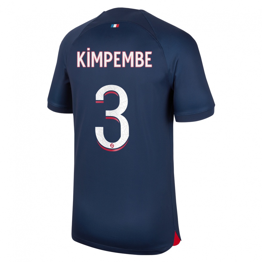 Kandiny Niño Camiseta Presnel Kimpembe #3 Azul Rojo 1ª Equipación 2023/24 La Camisa México