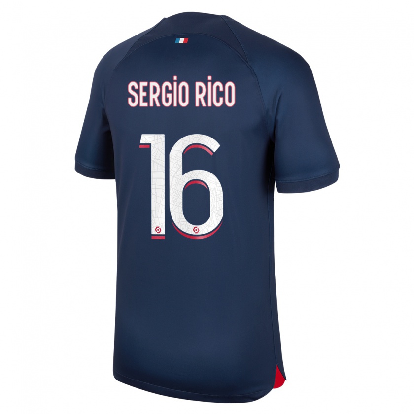 Kandiny Kinderen Sergio Rico #16 Blauw Rood Thuisshirt Thuistenue 2023/24 T-Shirt België