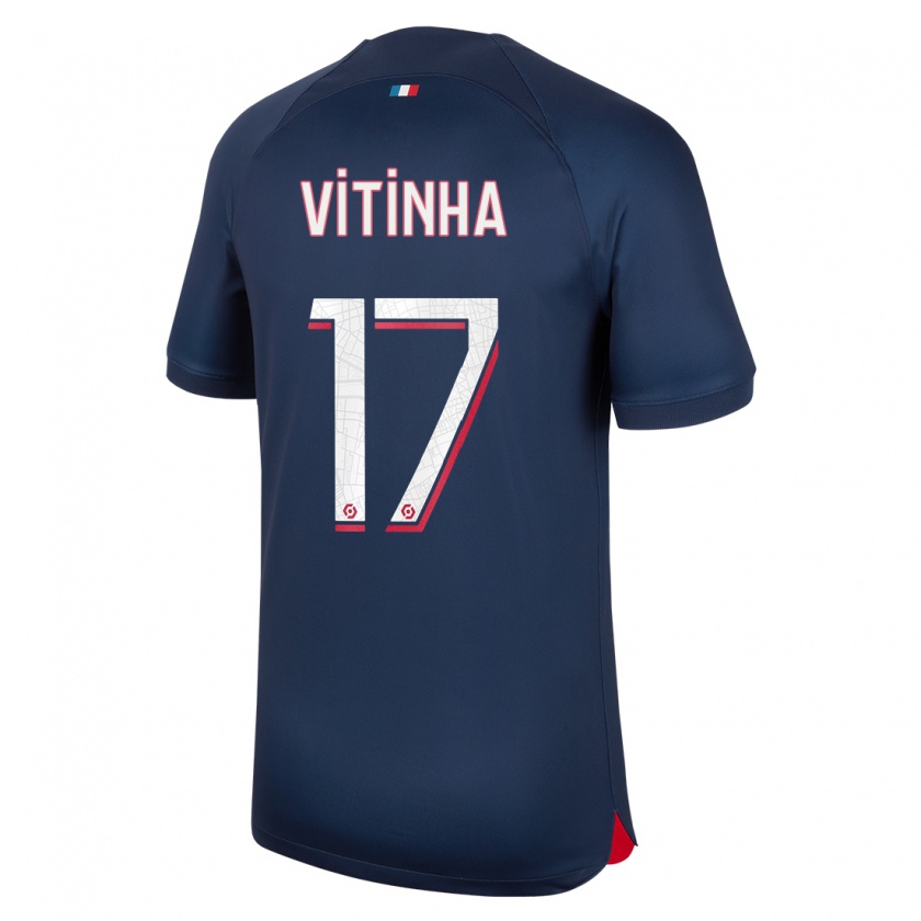 Kandiny Kinder Vitinha #17 Blau Rot Heimtrikot Trikot 2023/24 T-Shirt Österreich