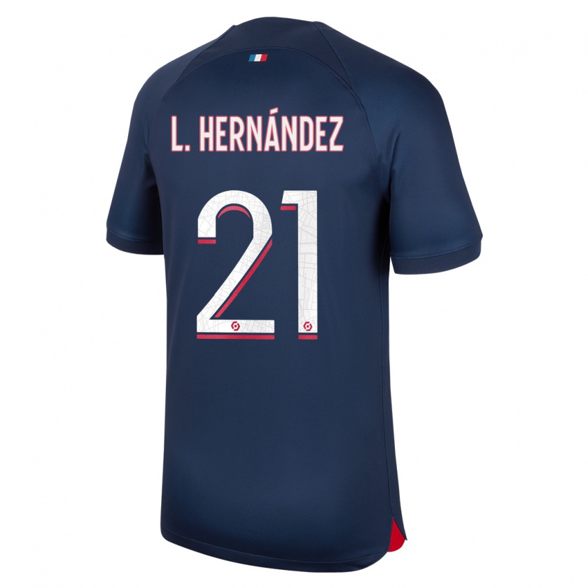 Kandiny Kinderen Lucas Hernández #21 Blauw Rood Thuisshirt Thuistenue 2023/24 T-Shirt België