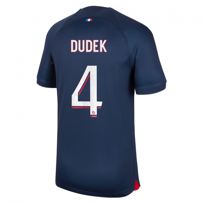 Kandiny Niño Camiseta Paulina Dudek #4 Azul Rojo 1ª Equipación 2023/24 La Camisa México