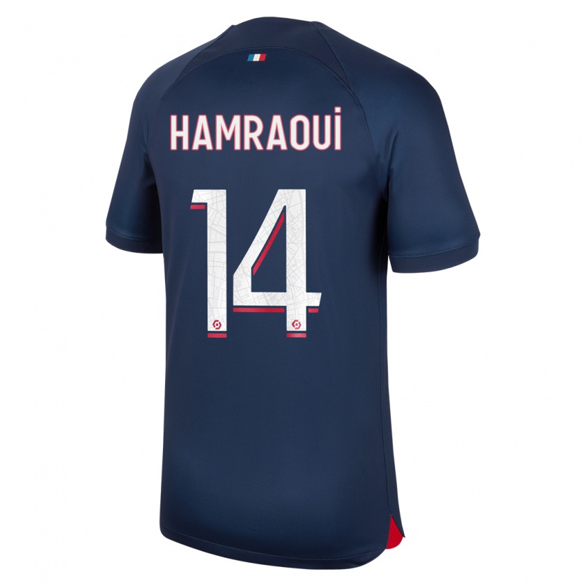 Kandiny Niño Camiseta Kheira Hamraoui #14 Azul Rojo 1ª Equipación 2023/24 La Camisa México