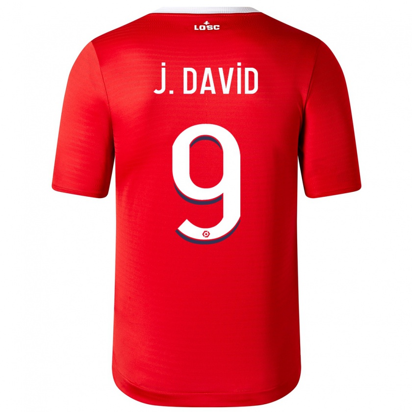 Kandiny Kinderen Jonathan David #9 Rood Thuisshirt Thuistenue 2023/24 T-Shirt België