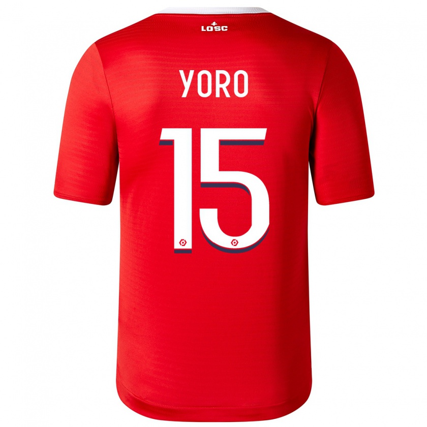 Kandiny Bambino Maglia Leny Yoro #15 Rosso Kit Gara Home 2023/24 Maglietta