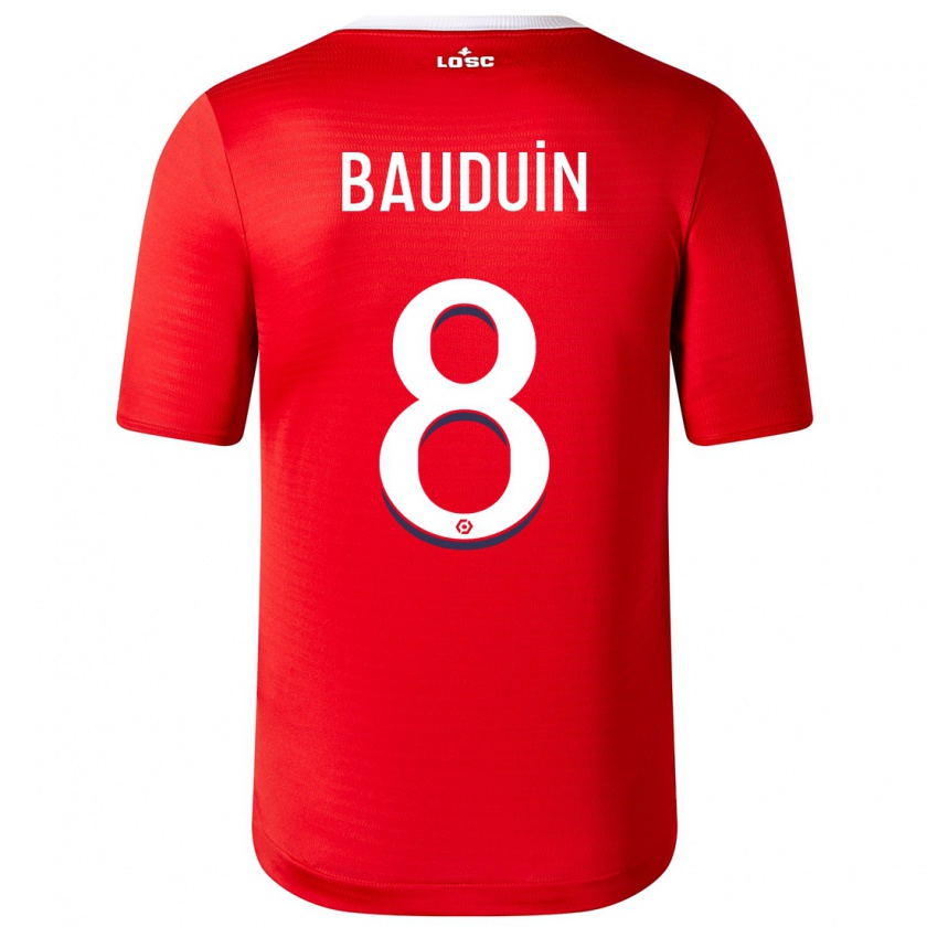 Kandiny Bambino Maglia Justine Bauduin #8 Rosso Kit Gara Home 2023/24 Maglietta