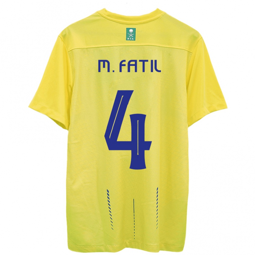 Kandiny Niño Camiseta Mohammed Al-Fatil #4 Amarillo 1ª Equipación 2023/24 La Camisa