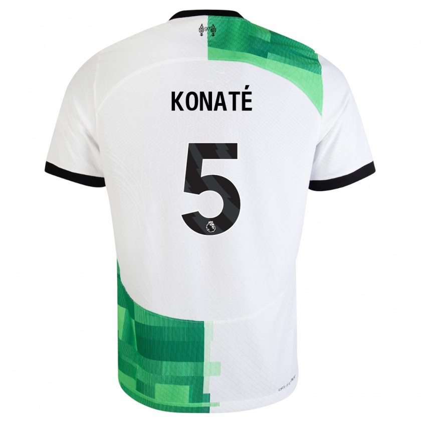 Kandiny Kinderen Ibrahima Konaté #5 Wit Groen Uitshirt Uittenue 2023/24 T-Shirt België