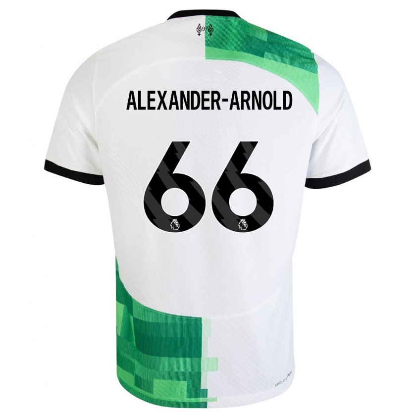 Kandiny Bambino Maglia Trent Alexander-Arnold #66 Bianco Verde Kit Gara Away 2023/24 Maglietta