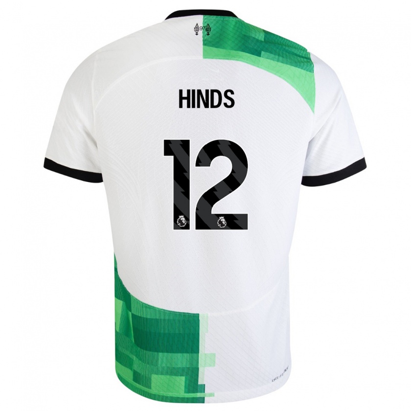 Kandiny Bambino Maglia Taylor Hinds #12 Bianco Verde Kit Gara Away 2023/24 Maglietta