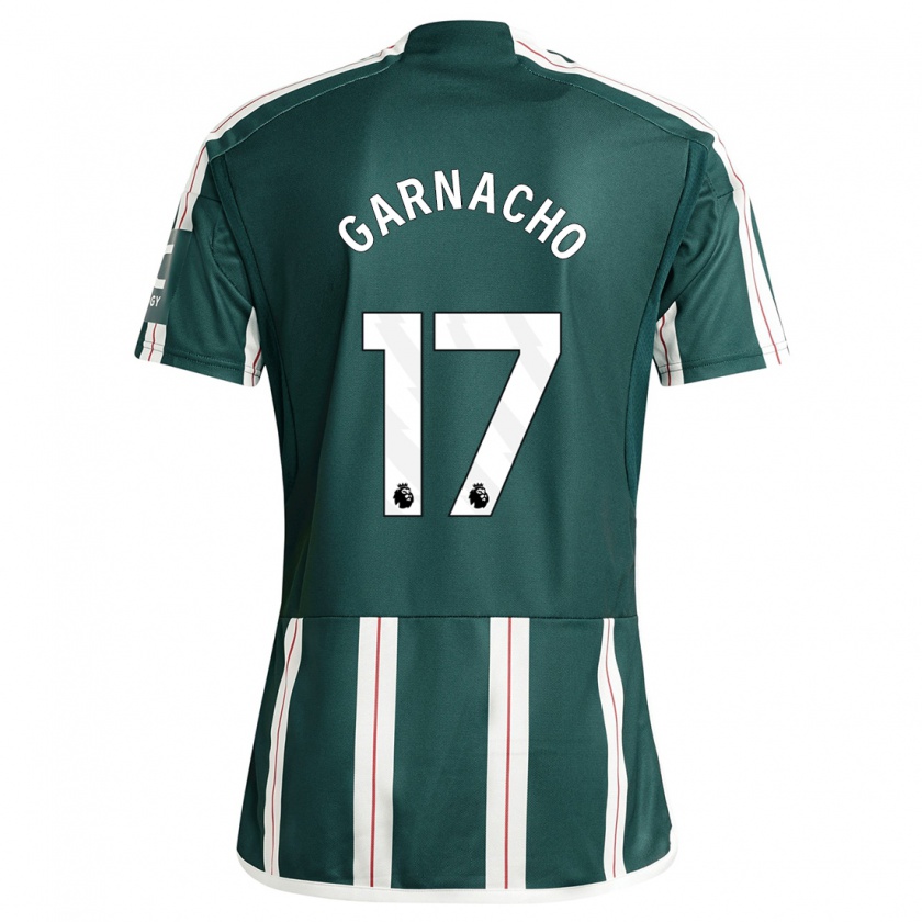 Kandiny Bambino Maglia Alejandro Garnacho #17 Verde Scuro Kit Gara Away 2023/24 Maglietta