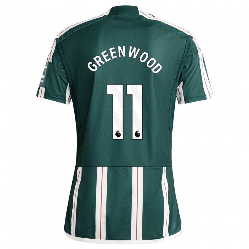 Kandiny Niño Camiseta Mason Greenwood #11 Verde Oscuro 2ª Equipación 2023/24 La Camisa