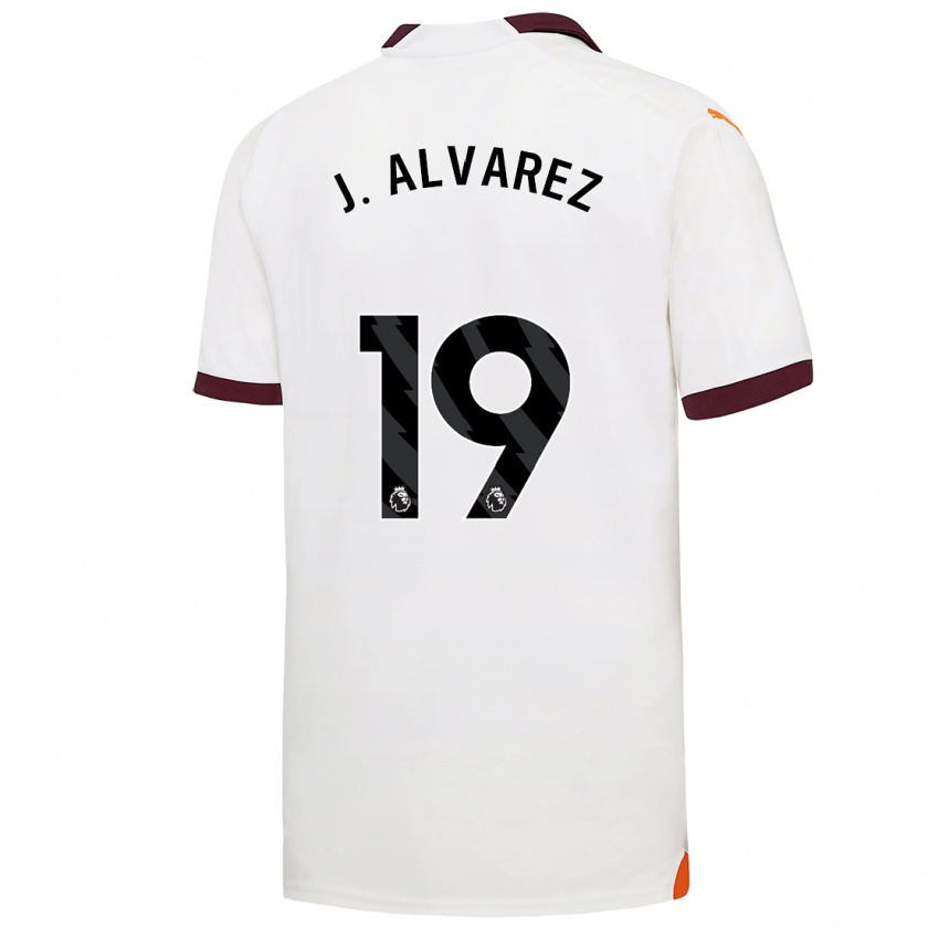 Kandiny Bambino Maglia Julián Álvarez #19 Bianco Kit Gara Away 2023/24 Maglietta