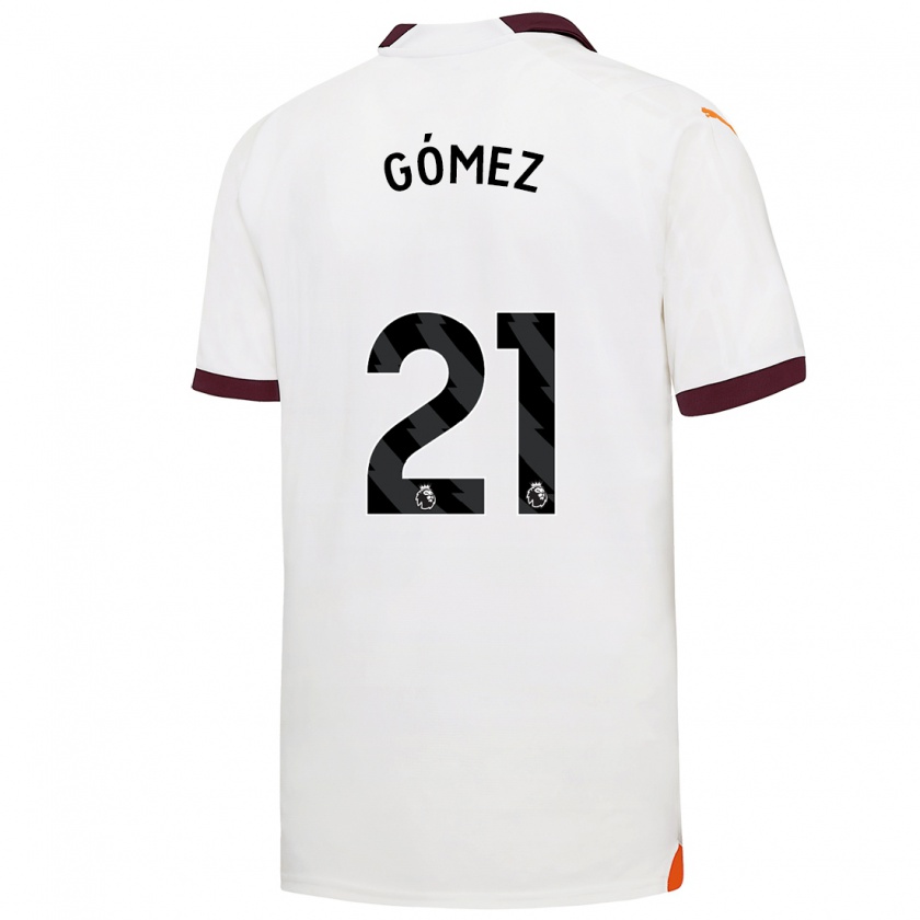 Kandiny Bambino Maglia Sergio Gómez #21 Bianco Kit Gara Away 2023/24 Maglietta