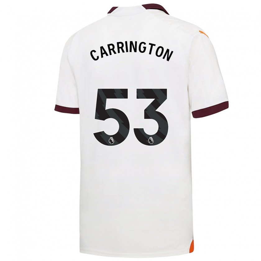 Kandiny Bambino Maglia Ezra Carrington #53 Bianco Kit Gara Away 2023/24 Maglietta