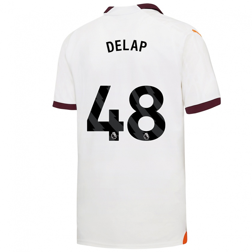 Kandiny Bambino Maglia Liam Delap #48 Bianco Kit Gara Away 2023/24 Maglietta