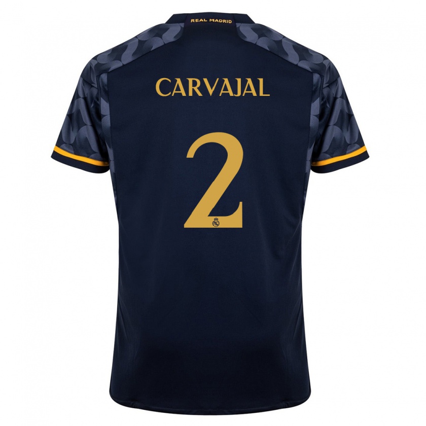 Kandiny Kinderen Daniel Carvajal #2 Donkerblauw Uitshirt Uittenue 2023/24 T-Shirt België