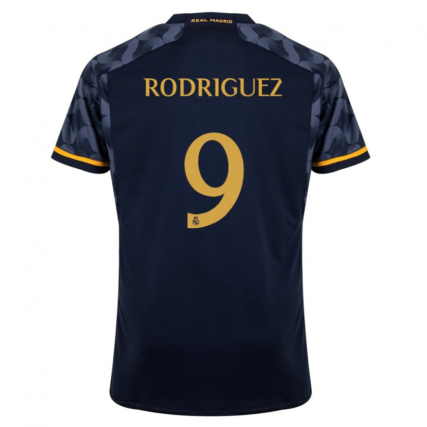 Kandiny Kinderen Álvaro Rodríguez #9 Donkerblauw Uitshirt Uittenue 2023/24 T-Shirt België