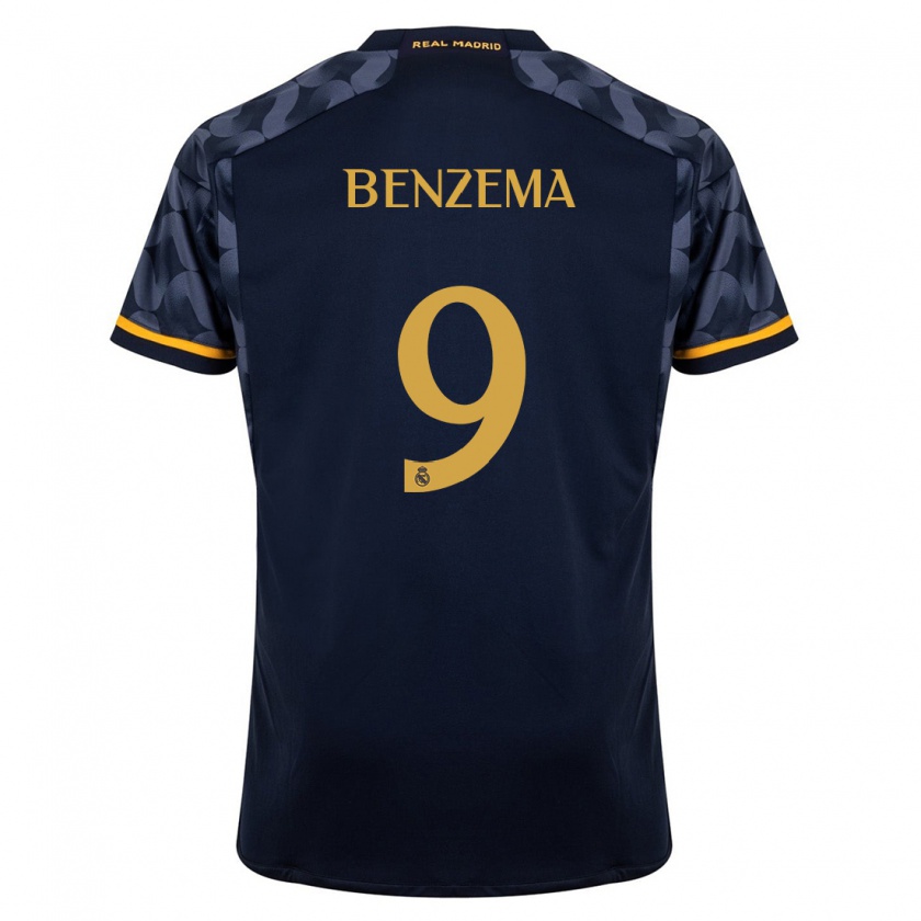 Kandiny Kinderen Karim Benzema #9 Donkerblauw Uitshirt Uittenue 2023/24 T-Shirt België