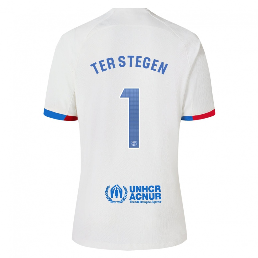 Kandiny Niño Camiseta Marc-André Ter Stegen #1 Blanco 2ª Equipación 2023/24 La Camisa