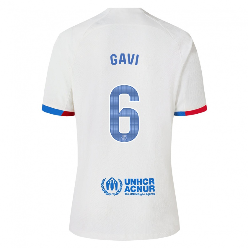 Kandiny Bambino Maglia Gavi #6 Bianco Kit Gara Away 2023/24 Maglietta