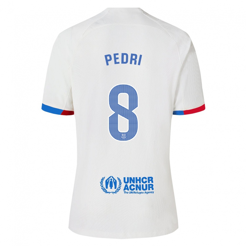 Kandiny Bambino Maglia Pedri #8 Bianco Kit Gara Away 2023/24 Maglietta