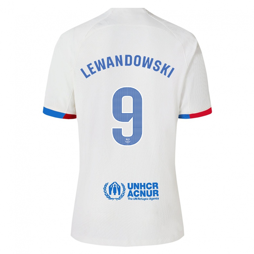 Kandiny Bambino Maglia Robert Lewandowski #9 Bianco Kit Gara Away 2023/24 Maglietta