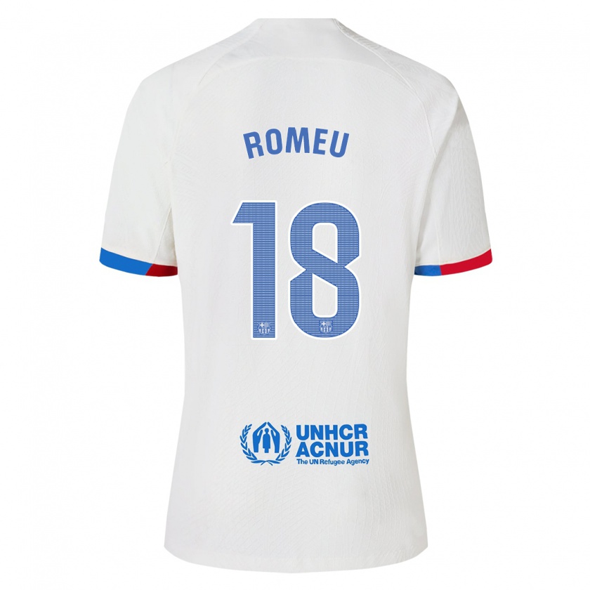 Kandiny Niño Camiseta Oriol Romeu #18 Blanco 2ª Equipación 2023/24 La Camisa