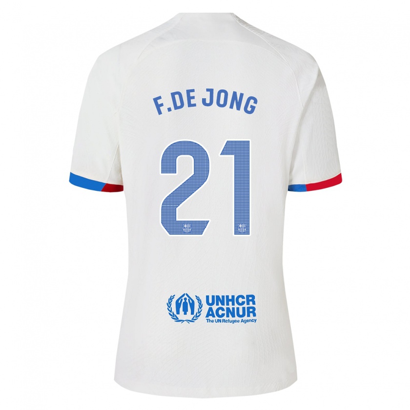 Kandiny Bambino Maglia Frenkie De Jong #21 Bianco Kit Gara Away 2023/24 Maglietta