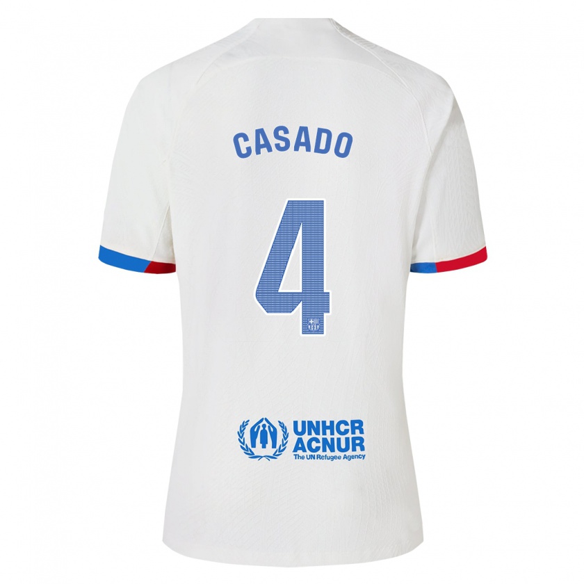 Kandiny Bambino Maglia Marc Casadó #4 Bianco Kit Gara Away 2023/24 Maglietta