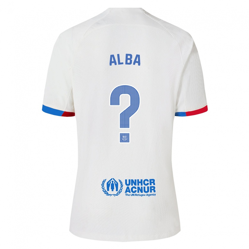 Kandiny Niño Camiseta Javi Alba #0 Blanco 2ª Equipación 2023/24 La Camisa