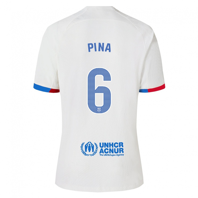 Kandiny Niño Camiseta Claudia Pina #6 Blanco 2ª Equipación 2023/24 La Camisa