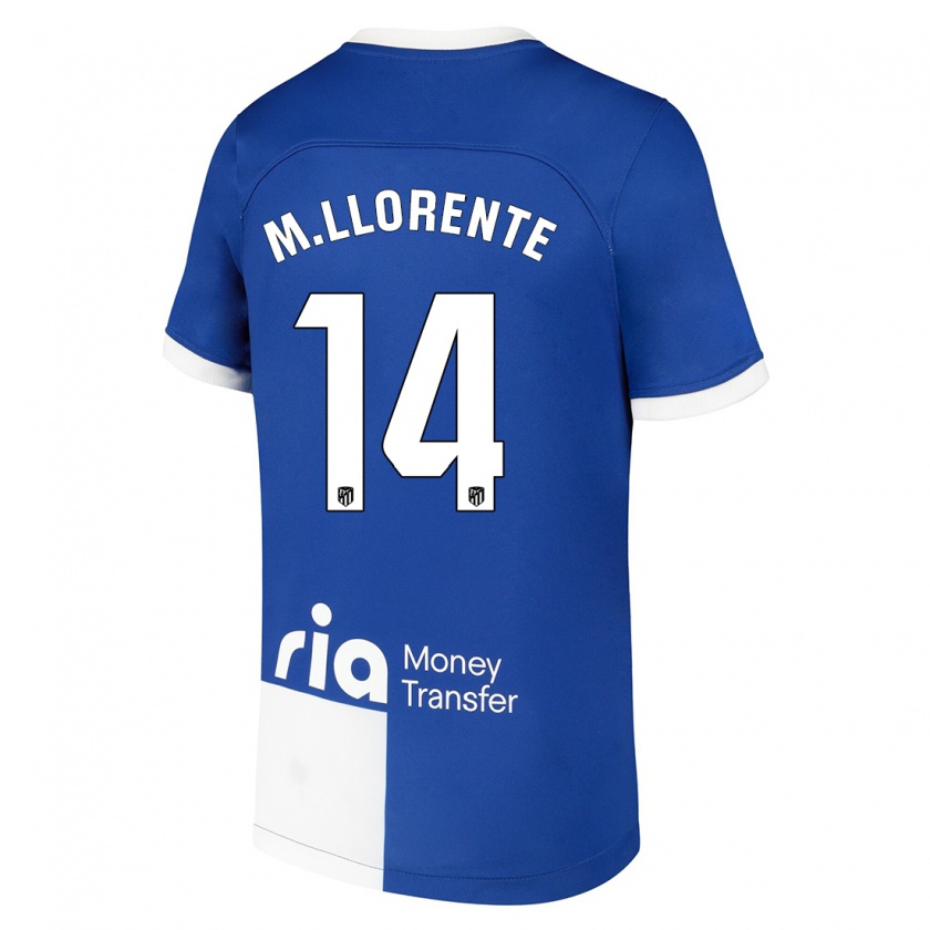 Kandiny Niño Camiseta Marcos Llorente #14 Azul Blanco 2ª Equipación 2023/24 La Camisa