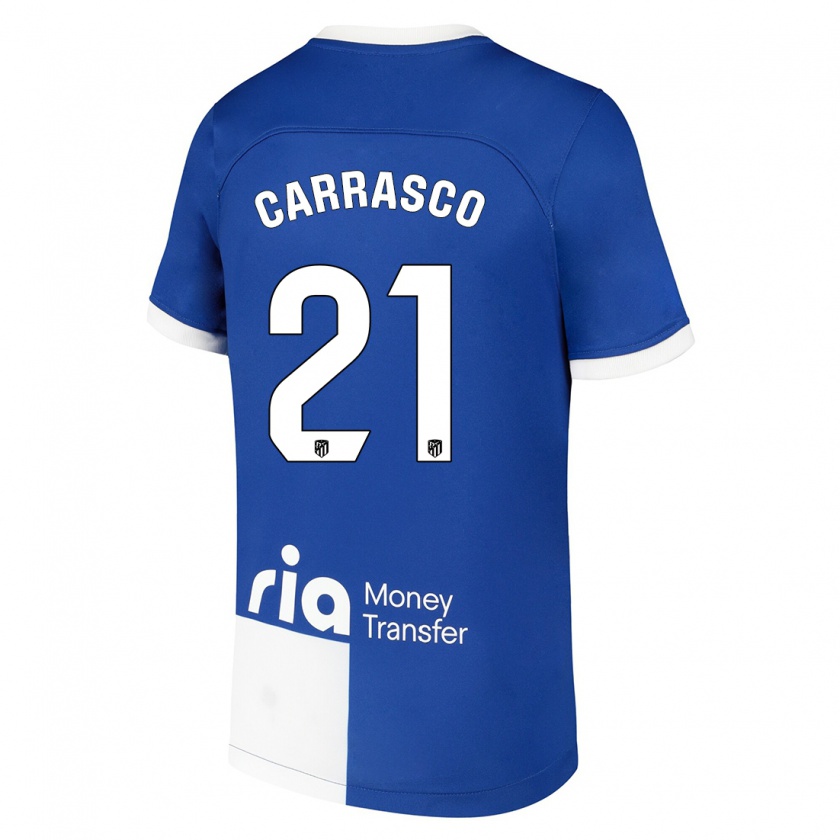 Kandiny Kinderen Yannick Carrasco #21 Blauw Wit Uitshirt Uittenue 2023/24 T-Shirt België