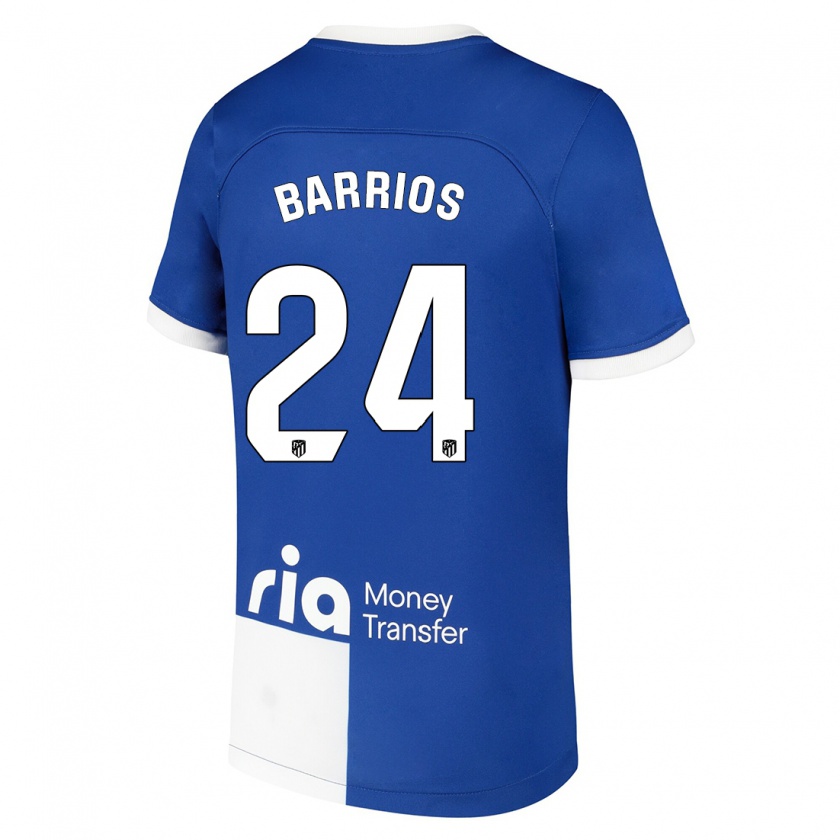 Kandiny Kinderen Pablo Barrios #24 Blauw Wit Uitshirt Uittenue 2023/24 T-Shirt België