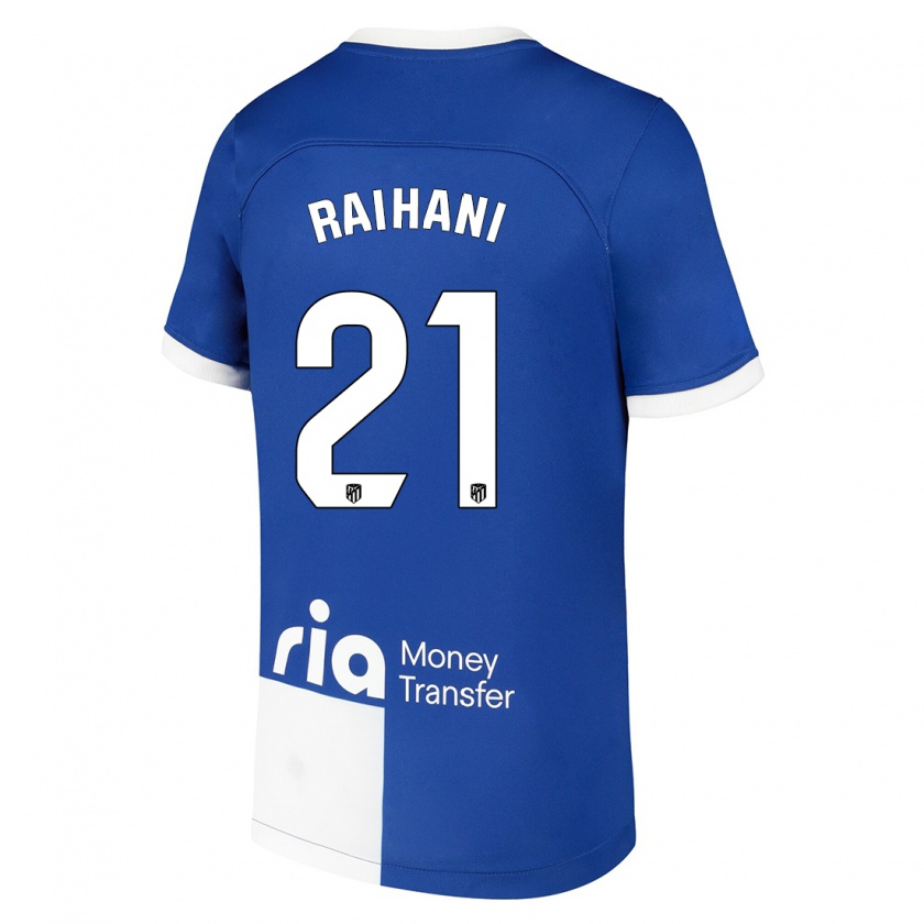 Kandiny Bambino Maglia Abde Raihani #21 Blu Bianco Kit Gara Away 2023/24 Maglietta