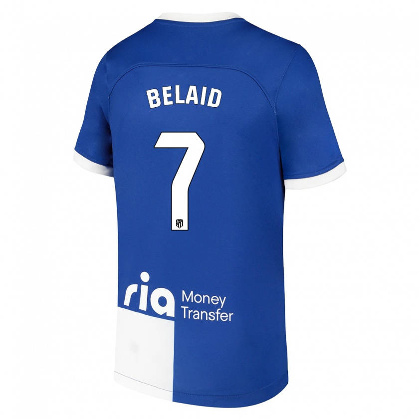 Kandiny Bambino Maglia Rayane Belaid #7 Blu Bianco Kit Gara Away 2023/24 Maglietta