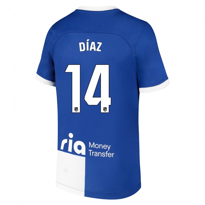 Kandiny Kinder Javier Díaz #14 Blau Weiss Auswärtstrikot Trikot 2023/24 T-Shirt Österreich