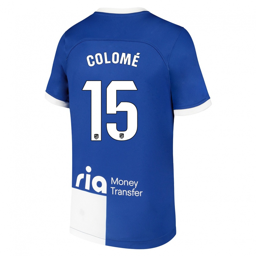 Kandiny Niño Camiseta Jan Colomé #15 Azul Blanco 2ª Equipación 2023/24 La Camisa