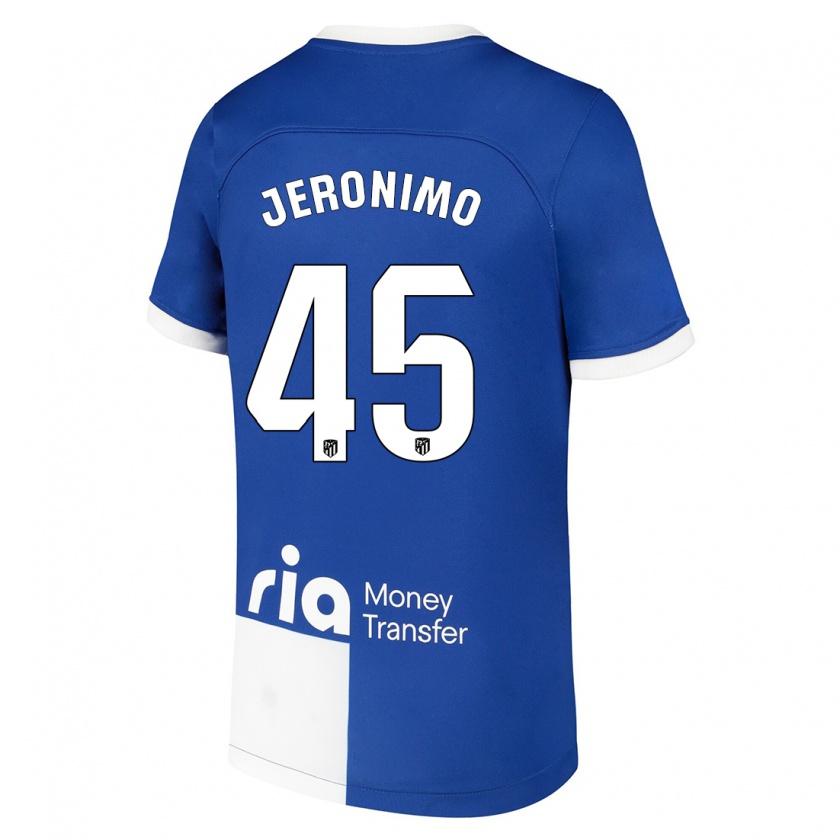 Kandiny Bambino Maglia Isaiah Jeronimo #45 Blu Bianco Kit Gara Away 2023/24 Maglietta